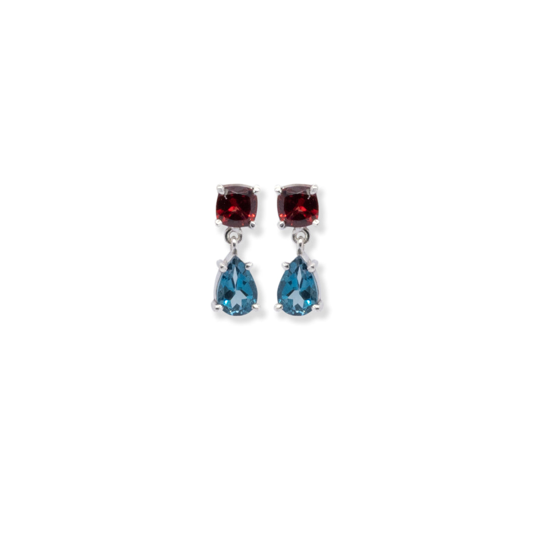 Melancholic Passions of Garnet and London Blue Topaz