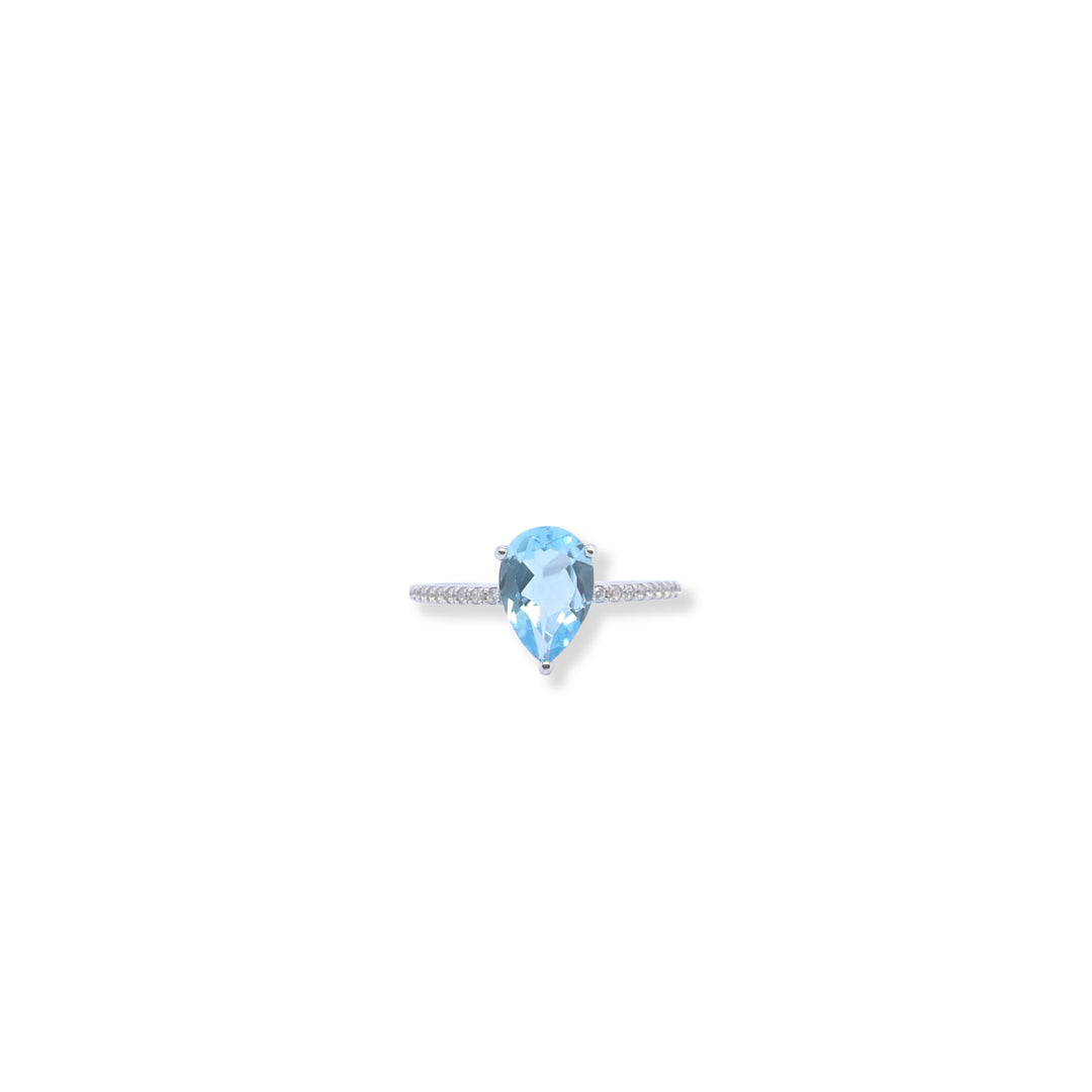 Exquisite Blue Topaz Teardrop Ring