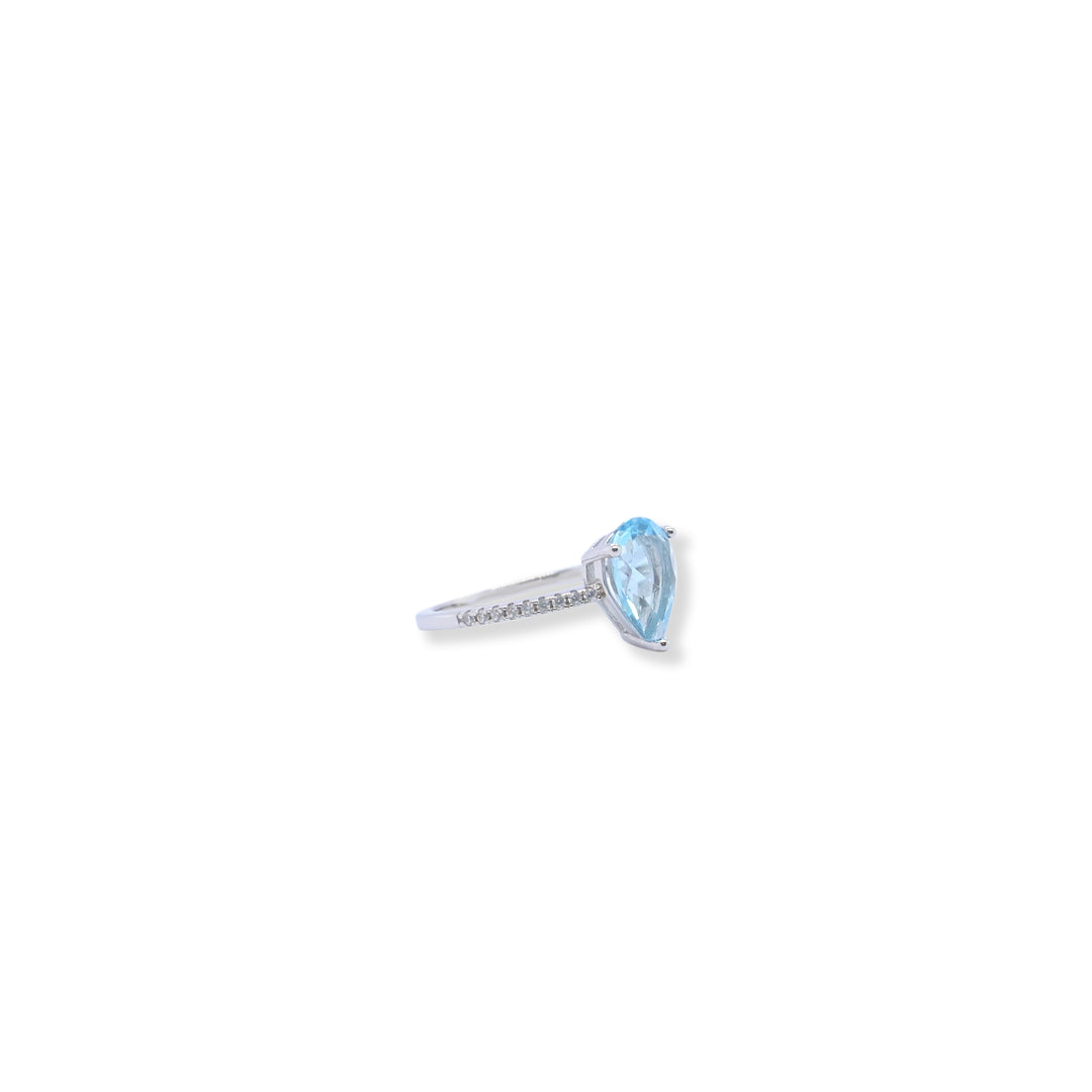 Exquisite Blue Topaz Teardrop Ring