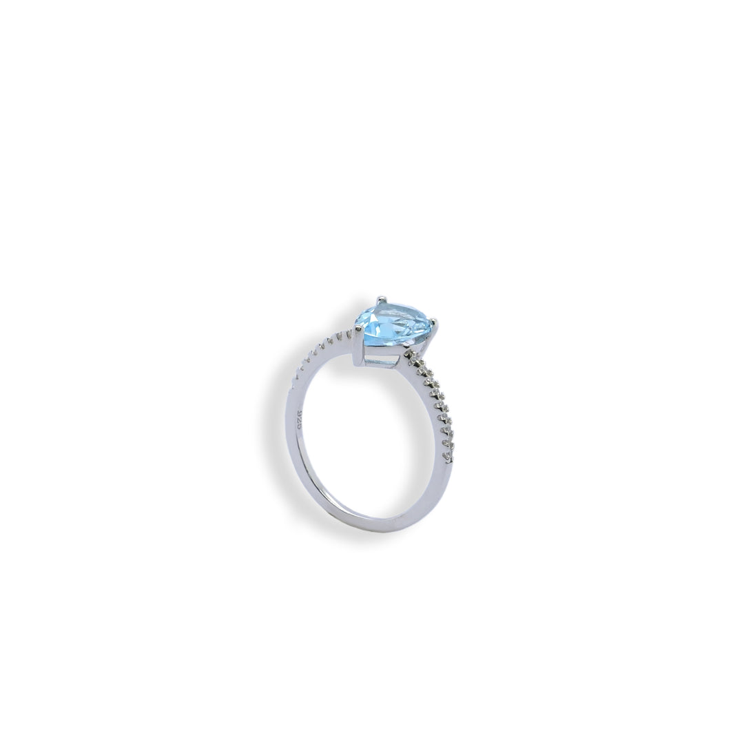 Exquisite Blue Topaz Teardrop Ring