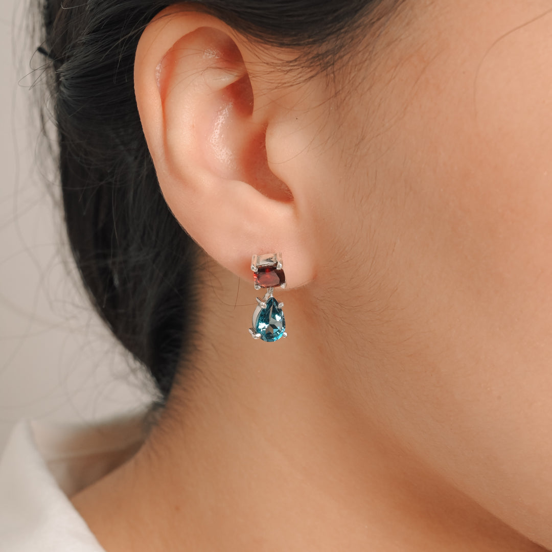 Melancholic Passions of Garnet and London Blue Topaz