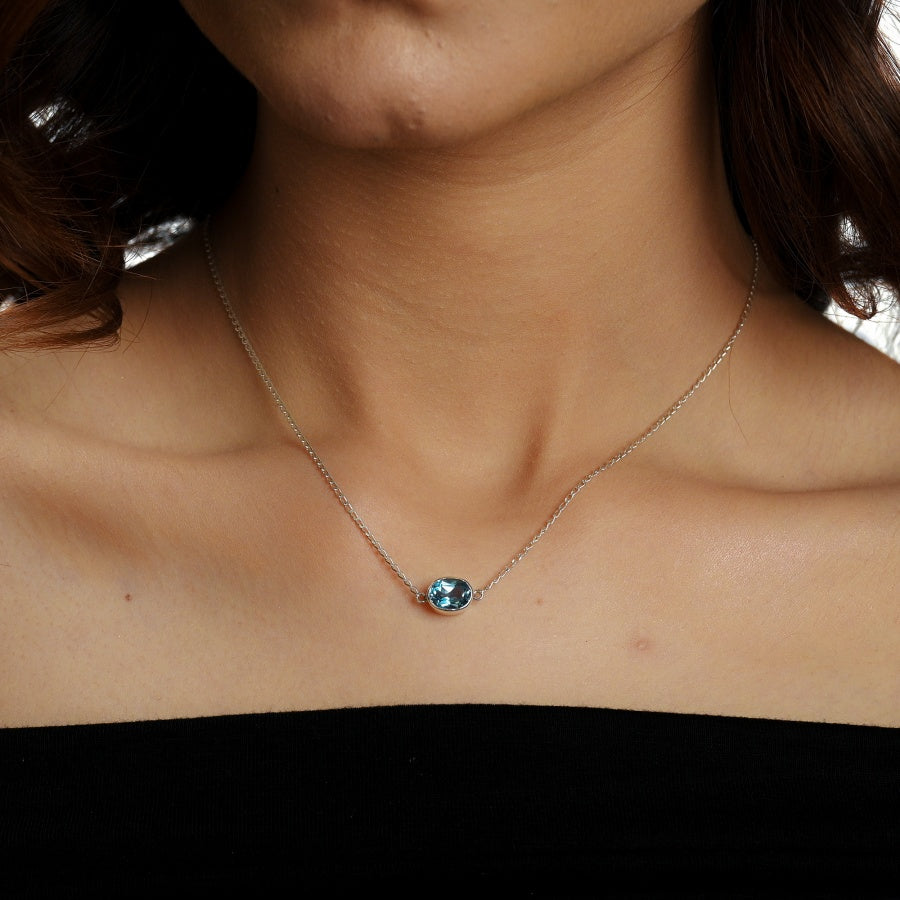 Blue Topaz Poolside Pendant Necklace 