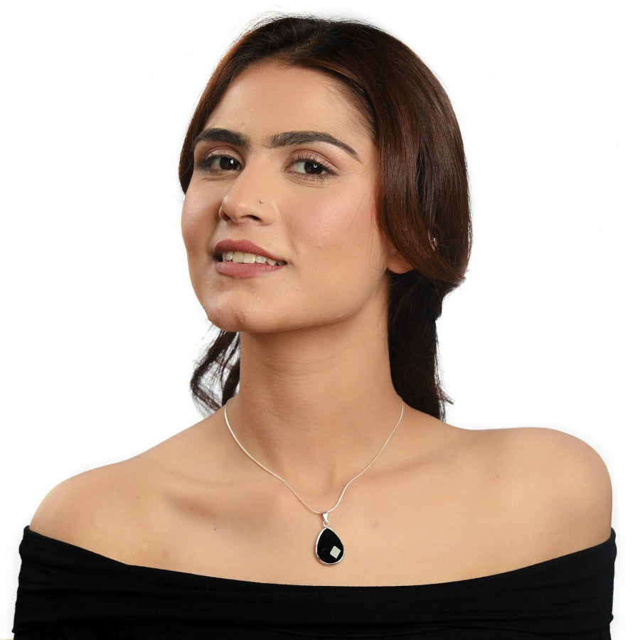 Pear Shape Black Onyx  Women's Charm Pendant