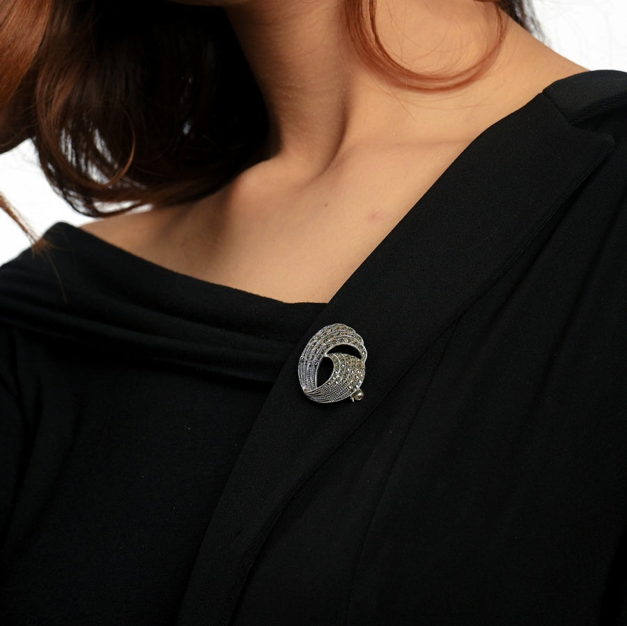 Swirl Pave Brooch for Women