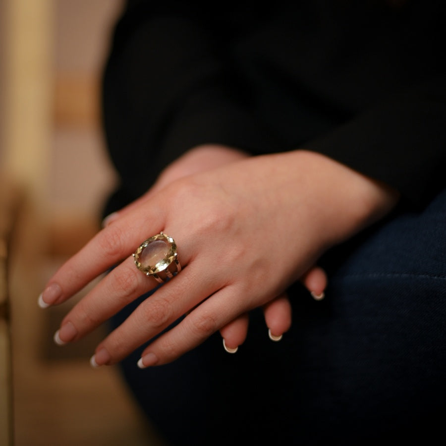 Green Amethyst Ring for Women