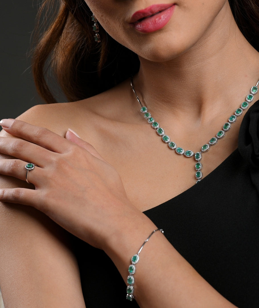 Emerald and Cubic Zirconia Set 