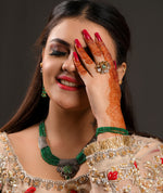 Load image into Gallery viewer, Emerald and Enamel Mughal Necklace Set for Women
