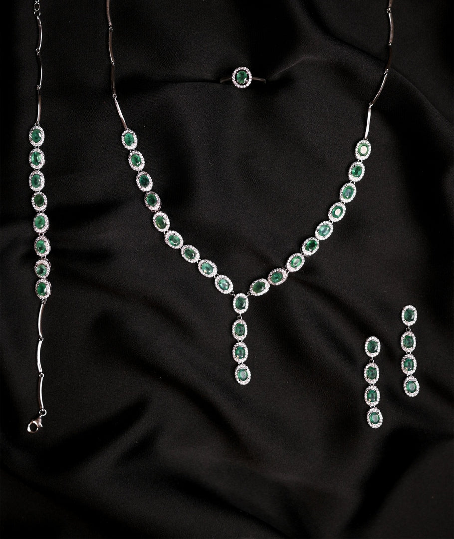 The Starry Night Emerald and Cubic Zirconia Set foe Women