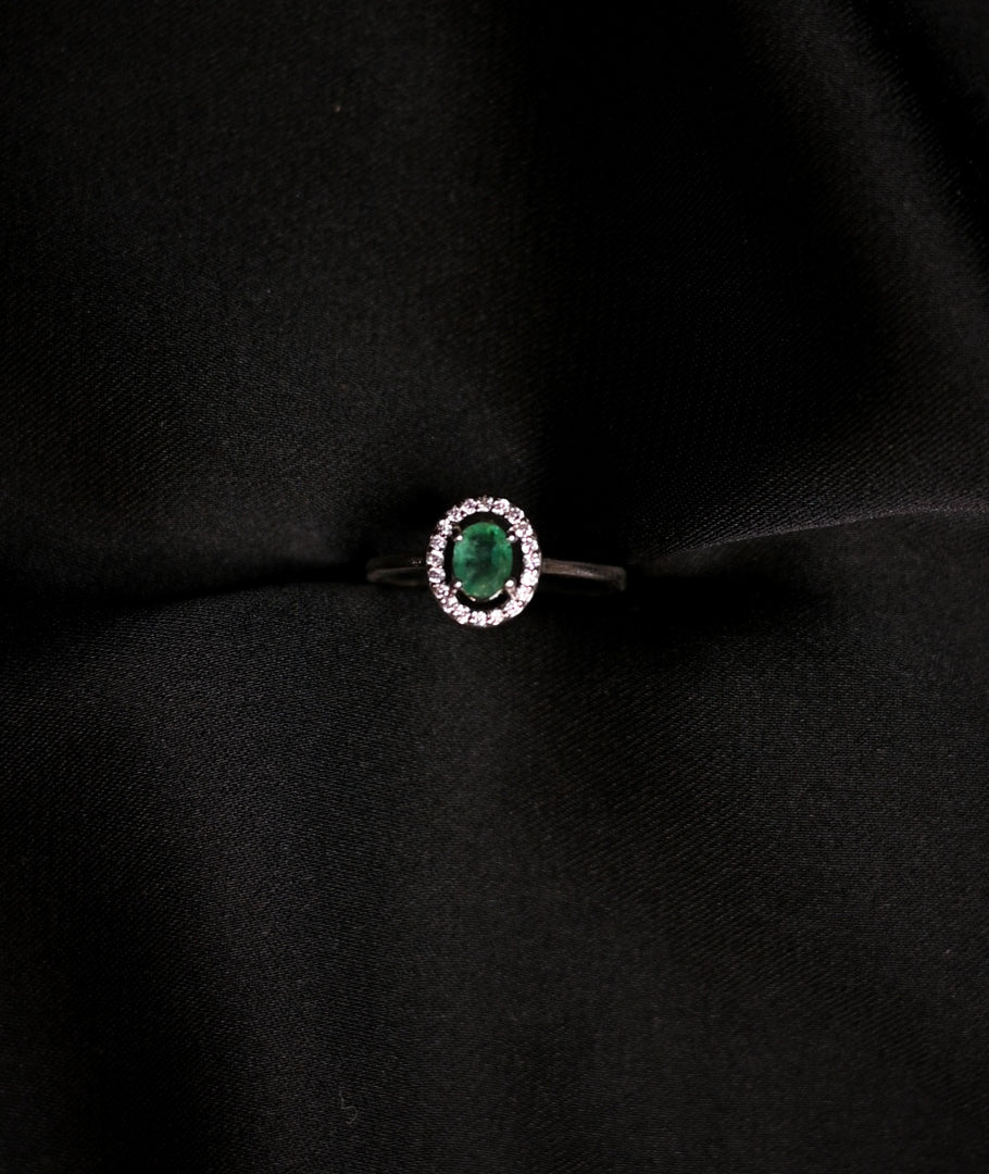 The Starry Night Emerald and Cubic Zirconia Set Ring