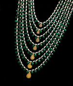 Load image into Gallery viewer, Luxurious Filigree Satlada with Green Quartz and Pearls - Bridal Set
