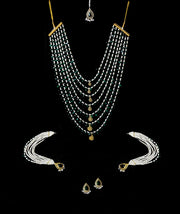 Luxurious Filigree Satlada with Green Quartz and Pearls