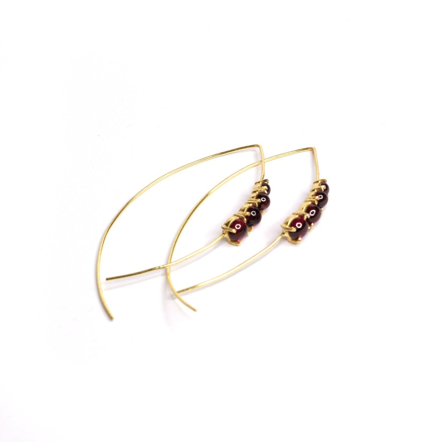 Garnet Fish Hook Style Women's Earrings