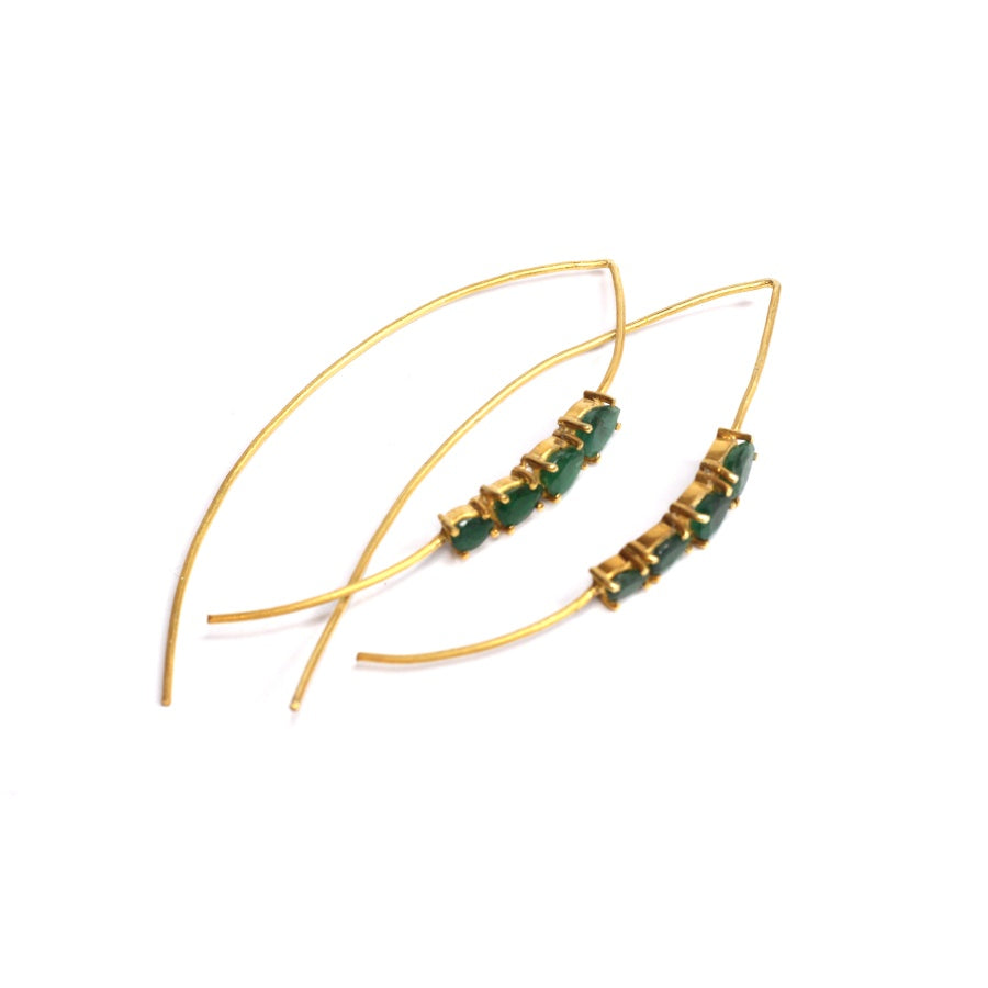 Women's Emerald Fish Hook Style Earrings