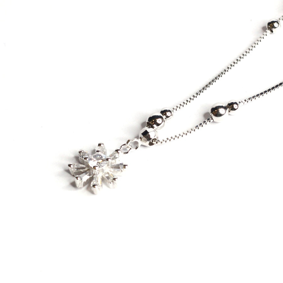 STERLING SILVER FLOWER CHARM ANKLET