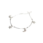 Load image into Gallery viewer, Sterling Silver Crystal Star &amp; Moon Anklet for Women
