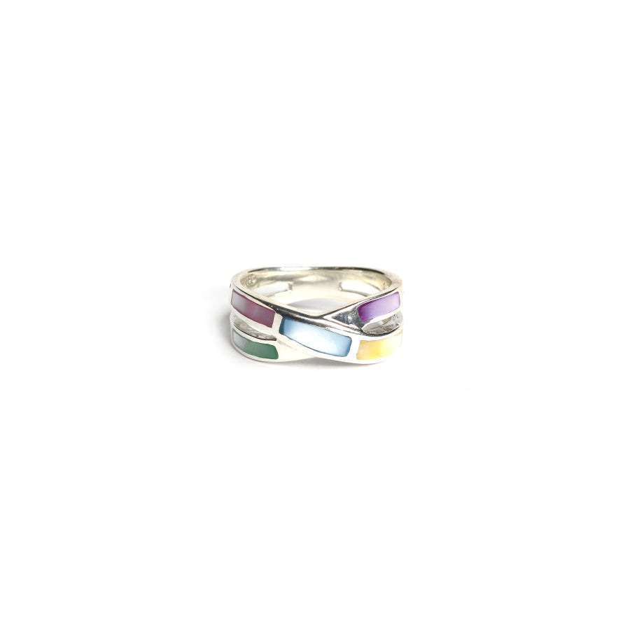 Mother of Pearl Crisscross Twisted Knot Ring for Women