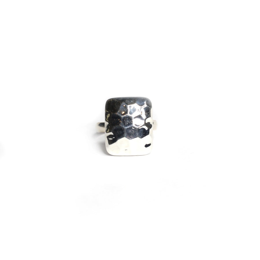 Hammer Work Dimple Textured Women Ring