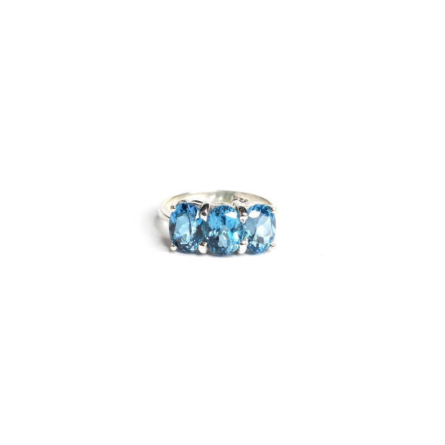 Women's Vintage Regal Trio Style London Blue Topaz Ring