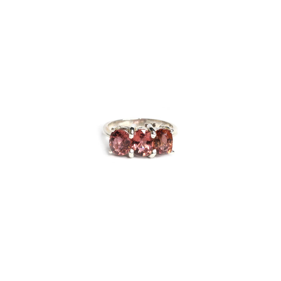 Trio Bezel Set Pink Tourmaline Ring for Women