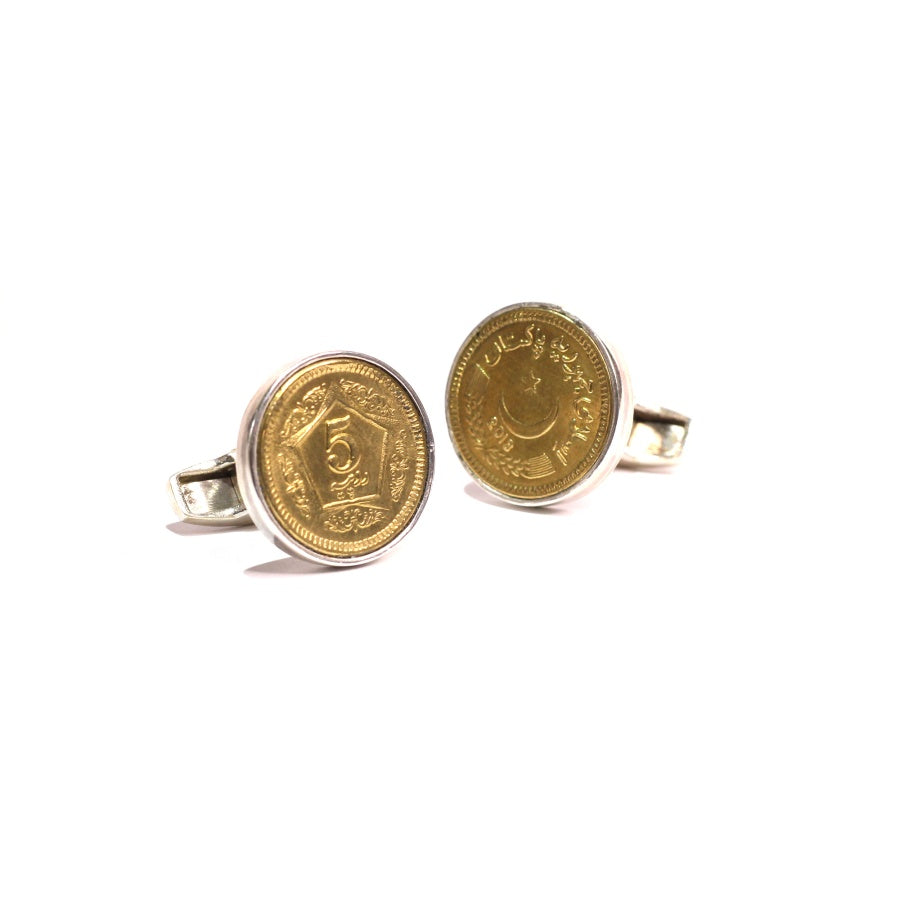 Vintage Pakistani Coin and Flag Cufflinks