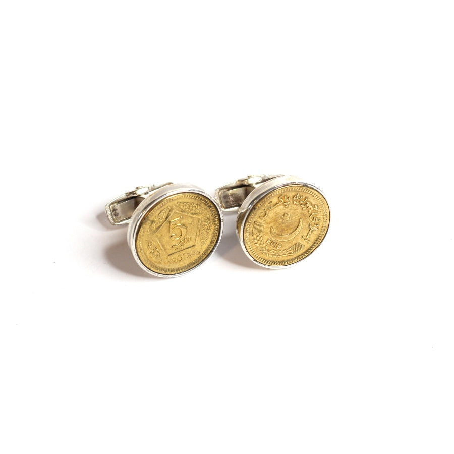 Men's Vintage Pakistani Coin and Flag Cufflinks