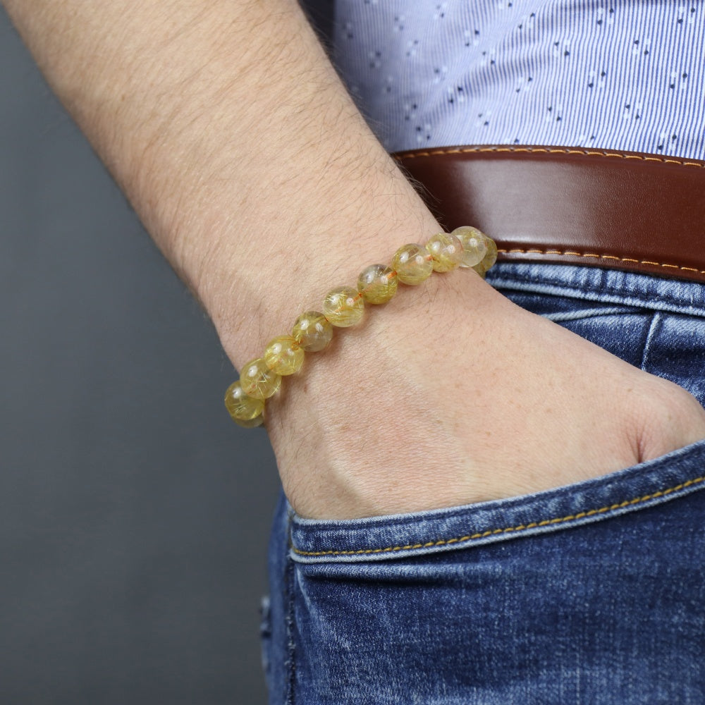 Men's Rutilated Quartz Bracelet by Ravia