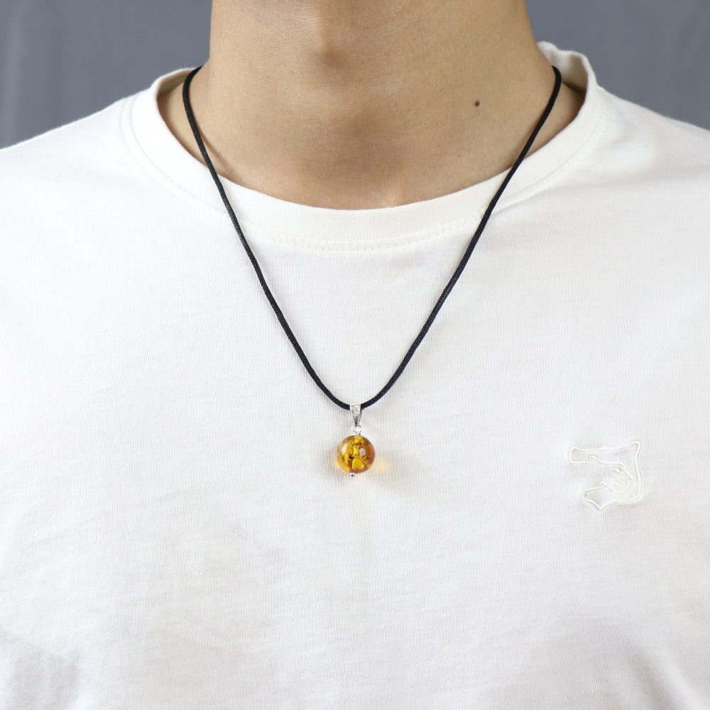 Translucent Baltic Amber Ball pendant 