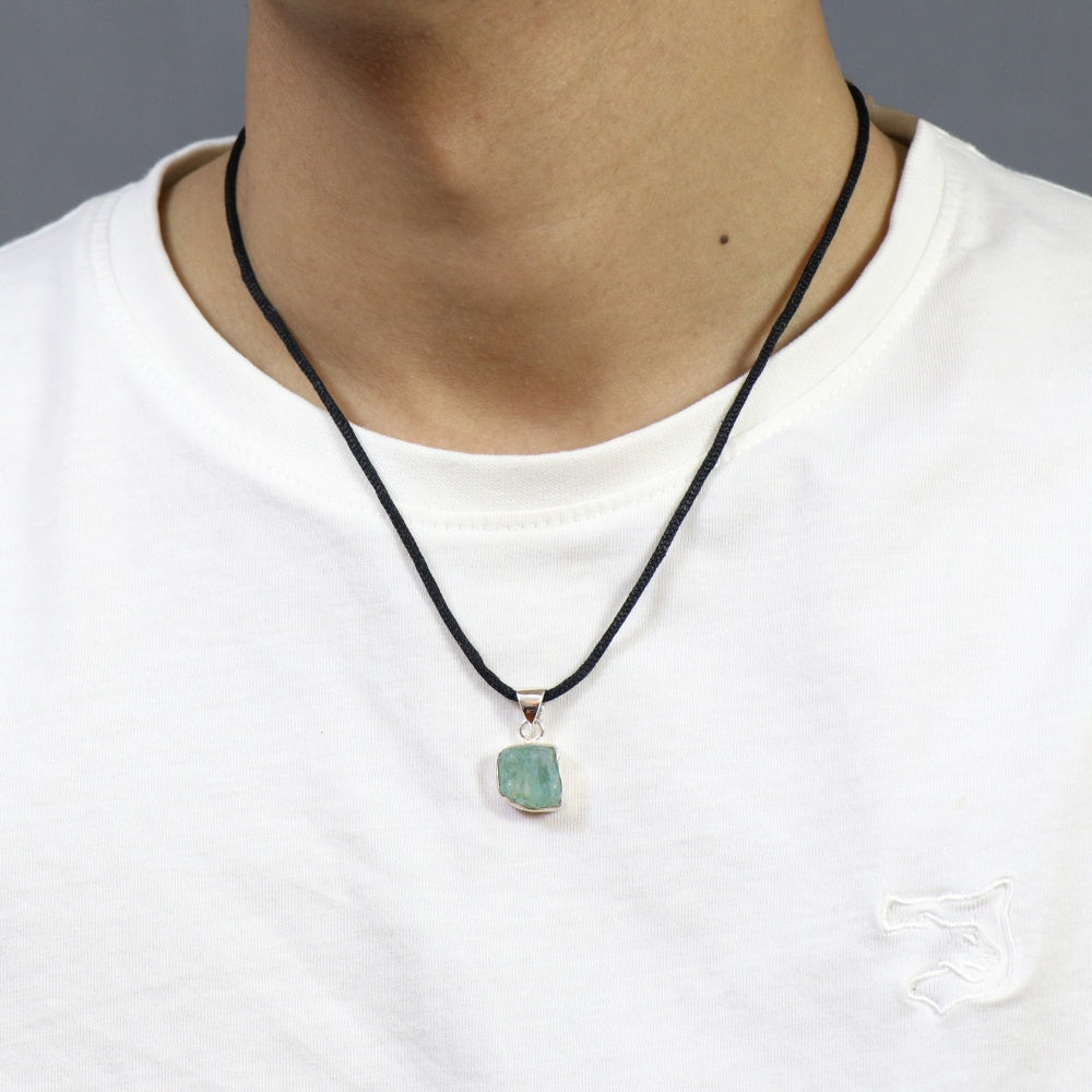 Raw Aquamarine Men's Pendant by Ravia