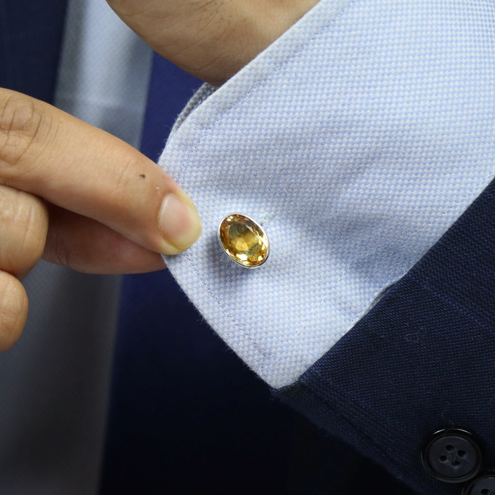 Contemporary Citrine Cufflinks for Men by Ravia