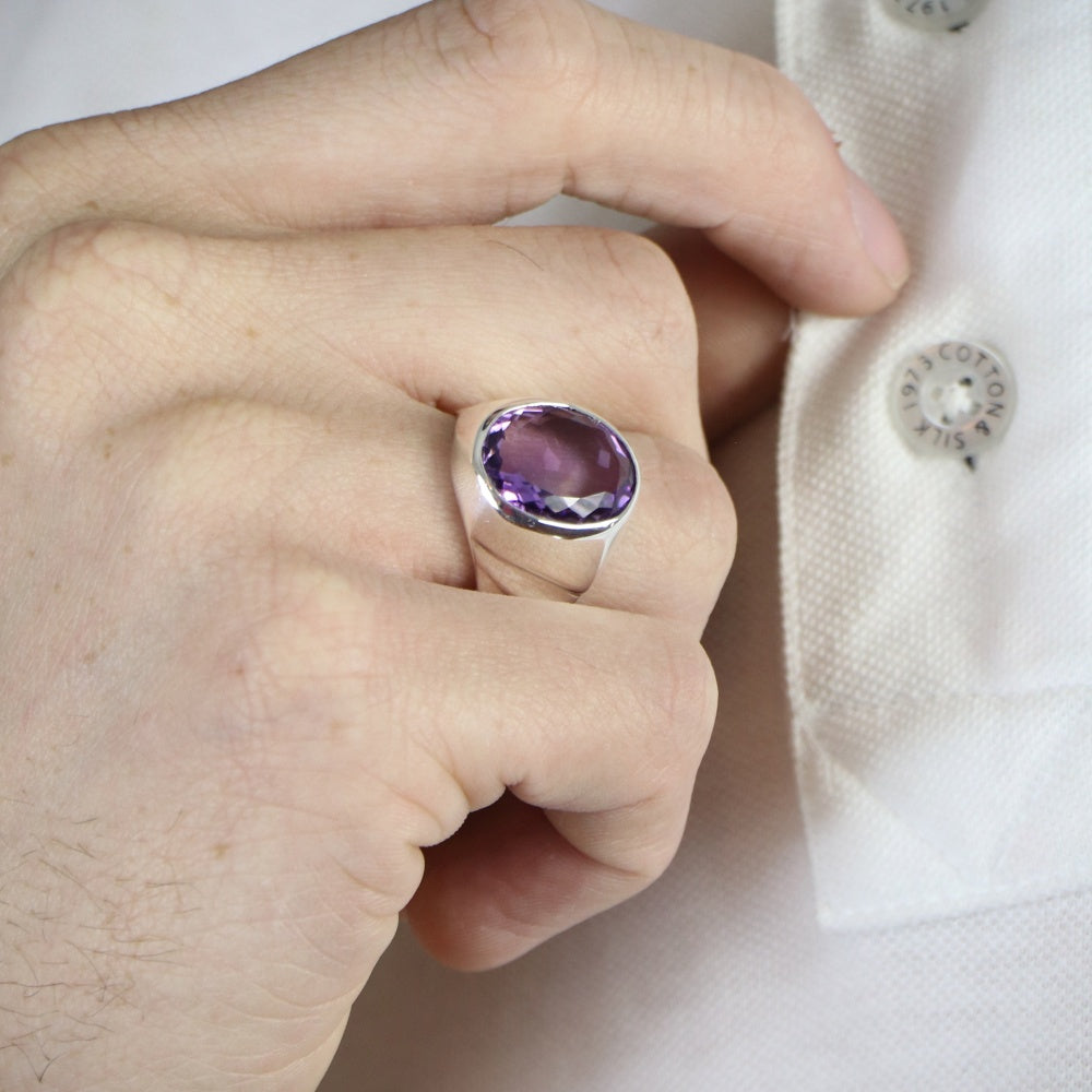 Masculine Amethyst Ring 