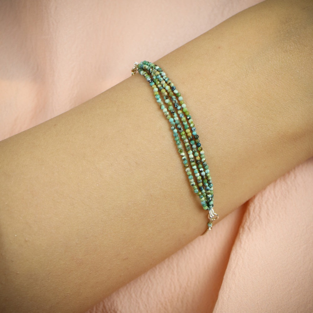 Turquoise Beads Bracelet with silver chain