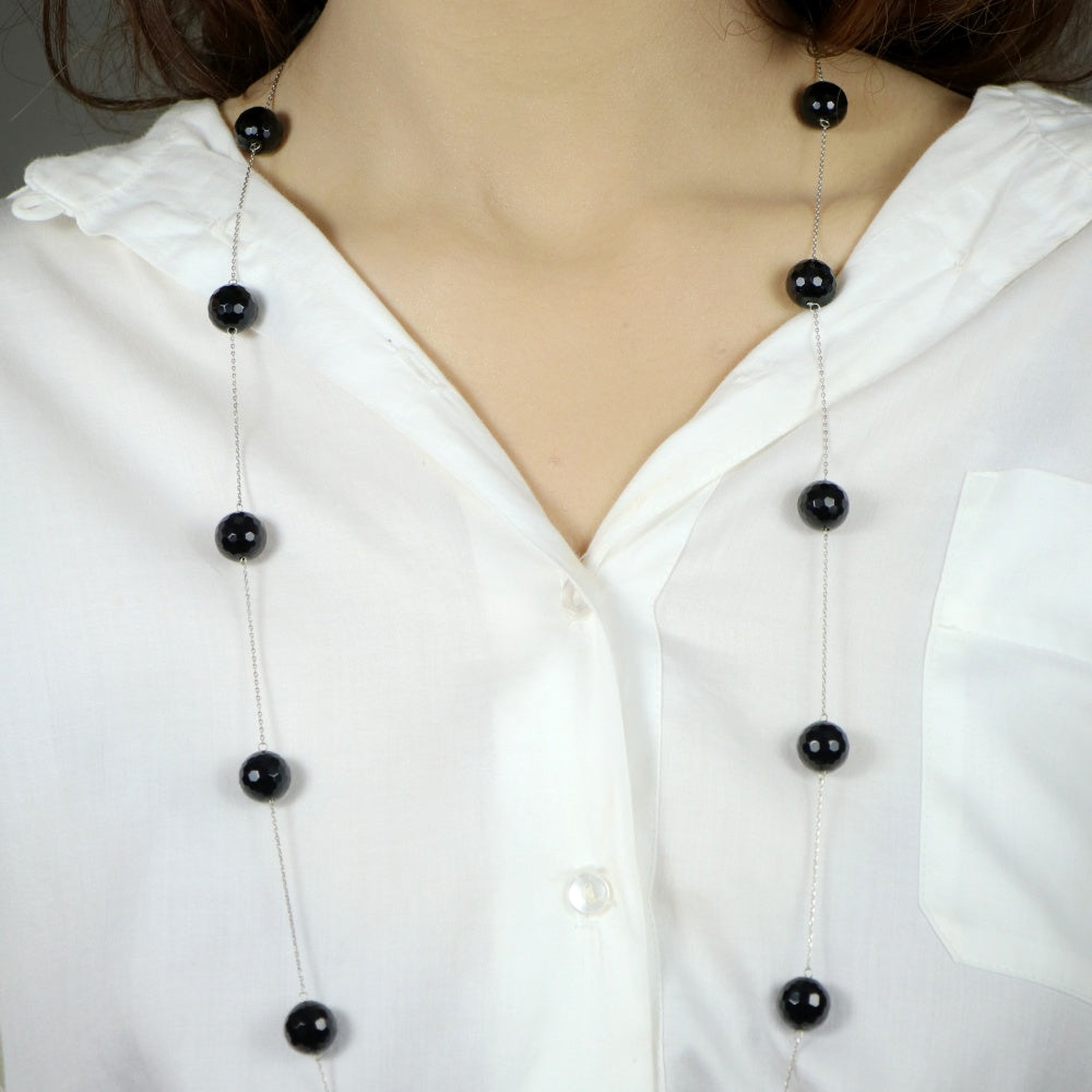 Black Onyx Biolette Chain Necklace