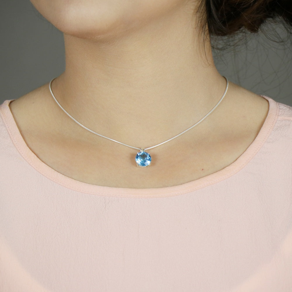 Swiss Blue Topaz Pendant for Women