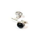 Load image into Gallery viewer, Men&#39;s Button Shape Black Onyx Cufflinks
