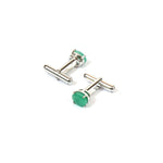 Load image into Gallery viewer, Prong Set Emerald Men&#39;s Cufflinks
