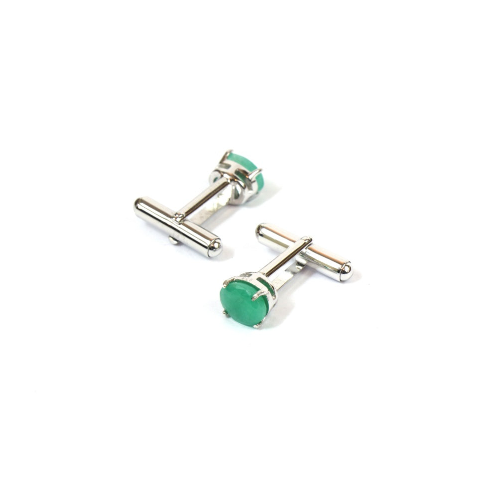 Prong Set Emerald Men's Cufflinks