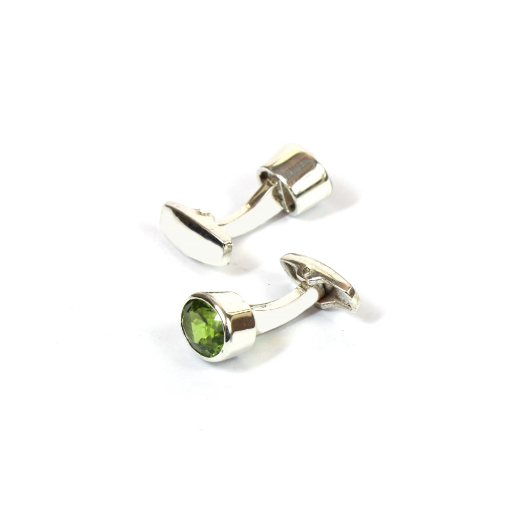 Men's Bezel Peridot Cufflinks