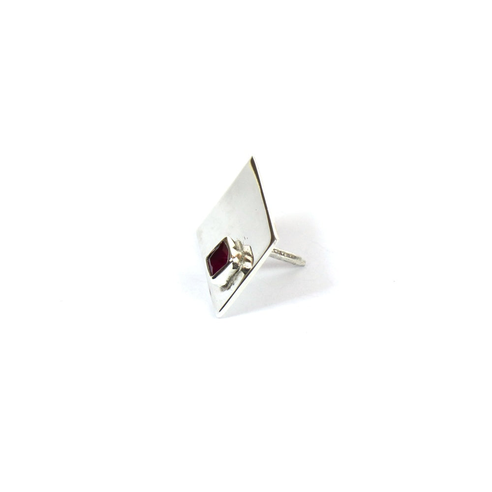 Vintage Sterling Silver Ruby Collar Pin