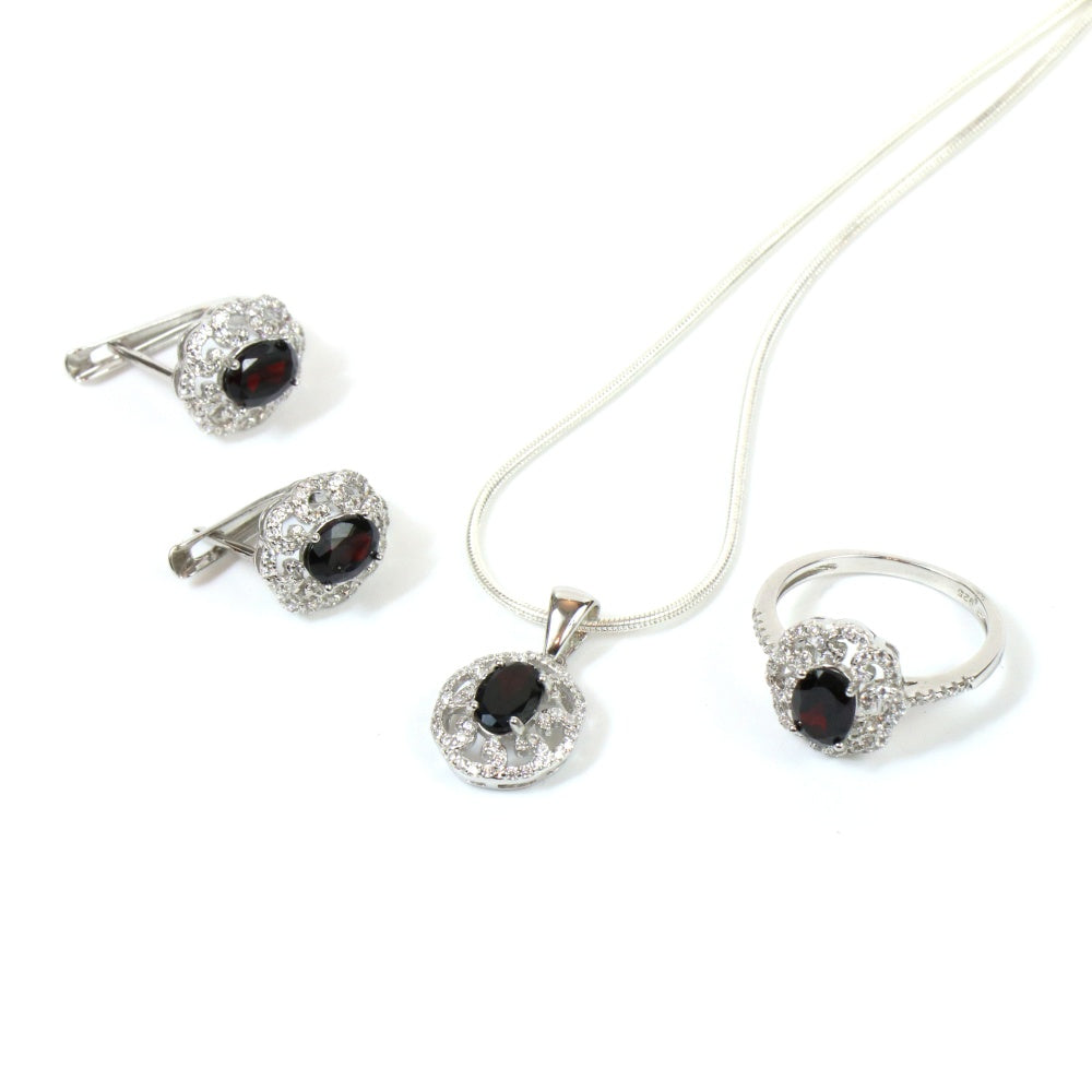 Women's Vintage Garnet Flower Set