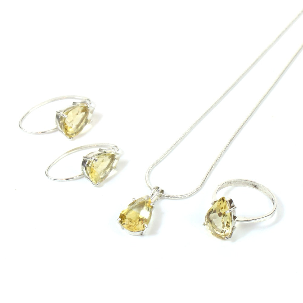 Elegant Drop Citrine Women Set