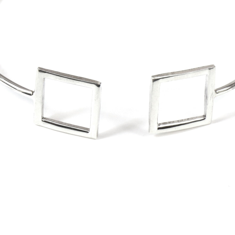 Silver Open Cuff  Due Square Bangle by Ravia