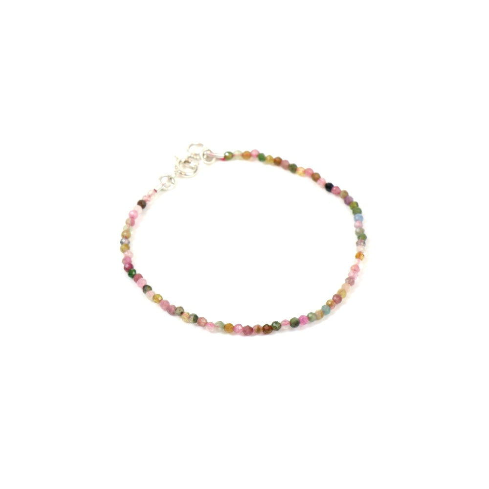 Women's Tourmaline Beads Bracelet with silver chain