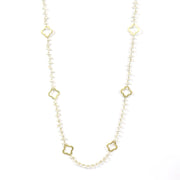Dangling Pearl Floral Gold Plated Necklace for Women
