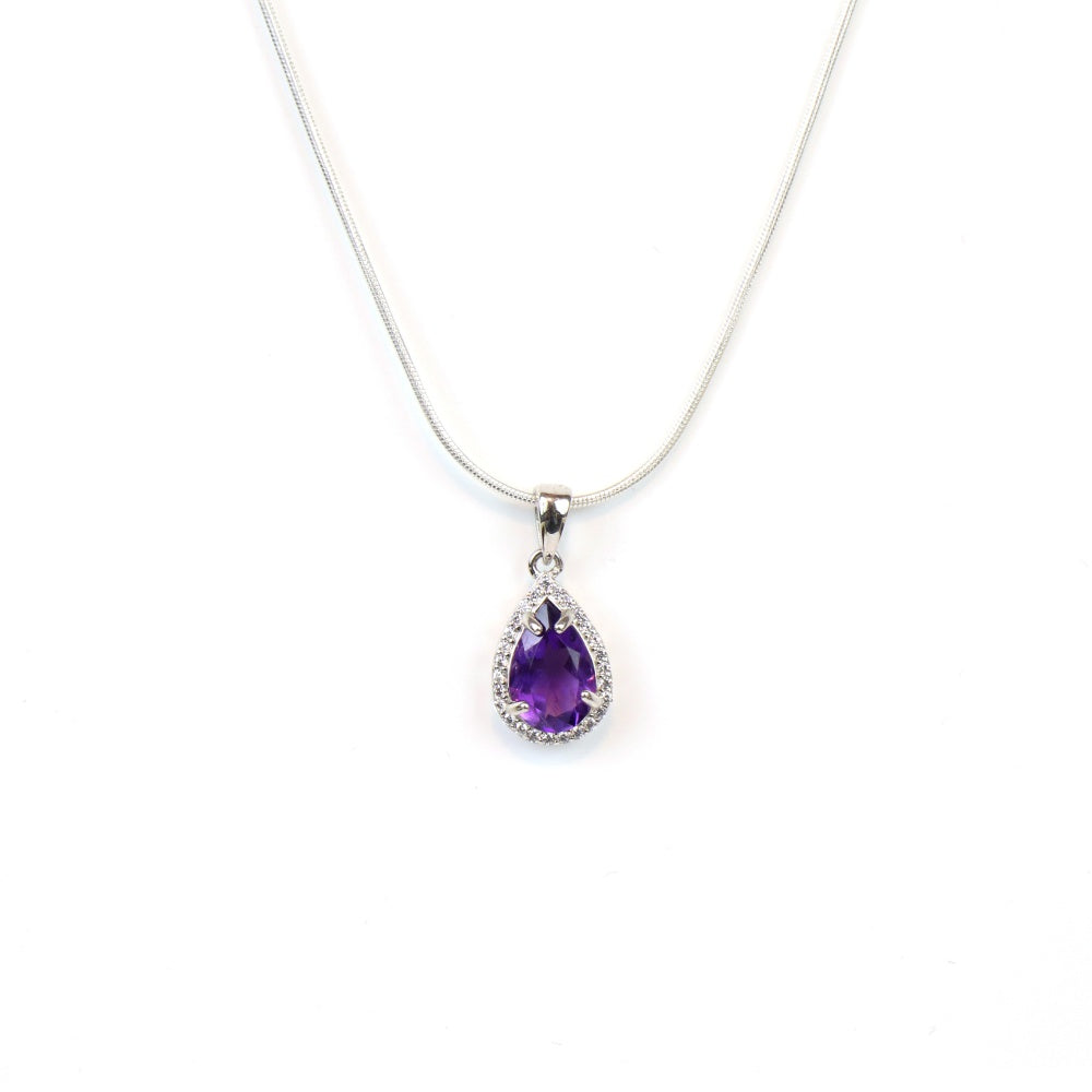 Amethyst Teardrop Pendant For Women