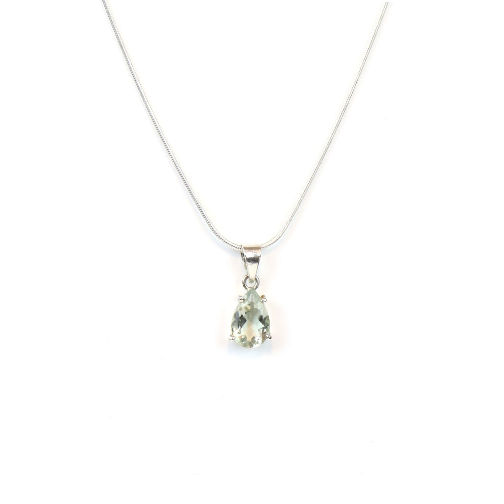 Green Amethyst Pear Shape Pendant for Women