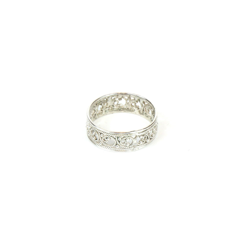 Silver Filigree Band Ring for Women