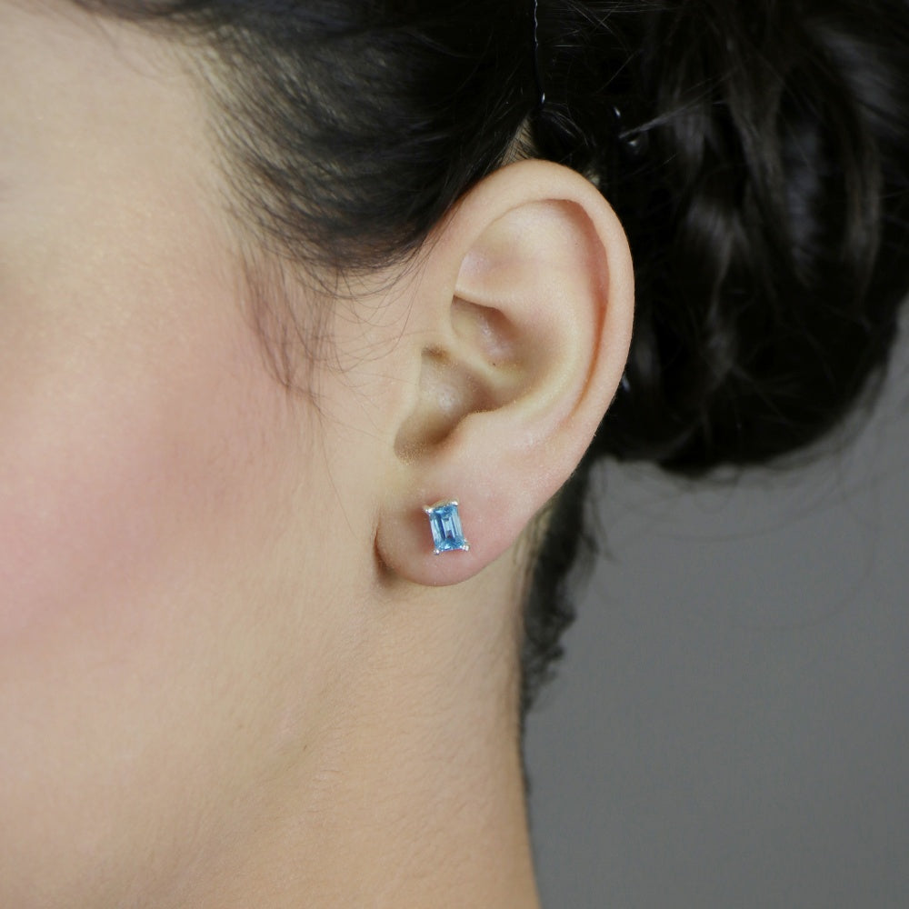 Swiss Blue Topaz Studs