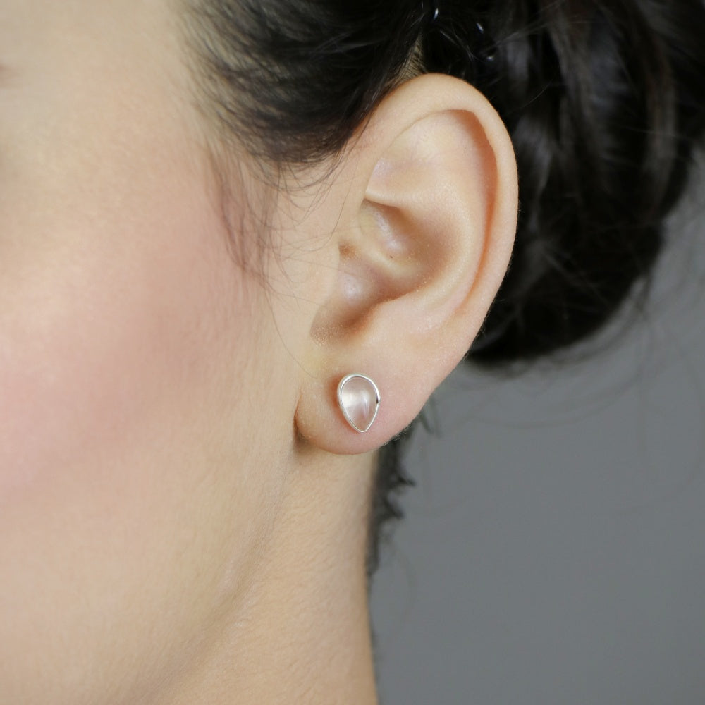 Tear Drop Rose Quartz Stud Earrings