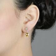 Vintage Checkerboard Cut Citrine Earrings