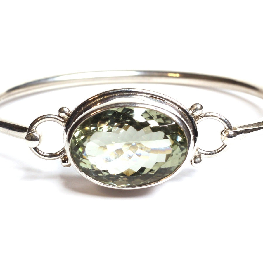 Elegant Green Amethyst Bangle Bracelet